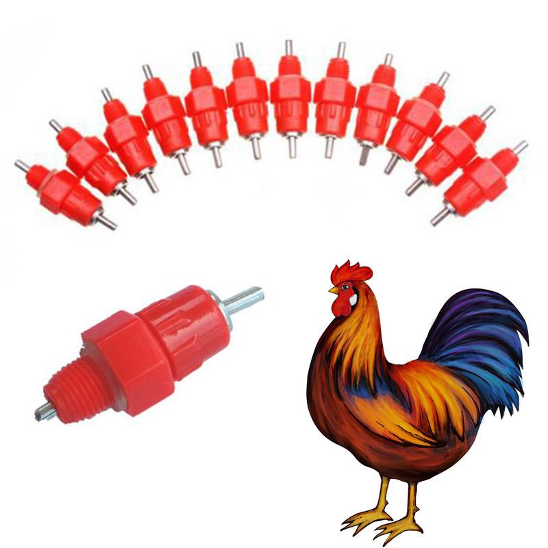 10pcs Chicken Nipple Drinker Water Waterfowl Stainless Steel Hen Poultry Feeder