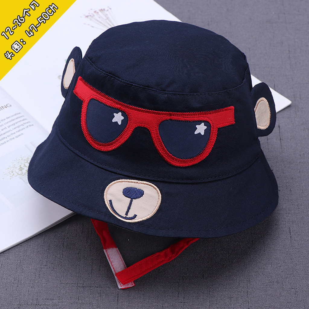 Toddler Kids Baby Boys Girls Cartoon Print Soft Visor Bucket Eaves Cap Pots Hats
