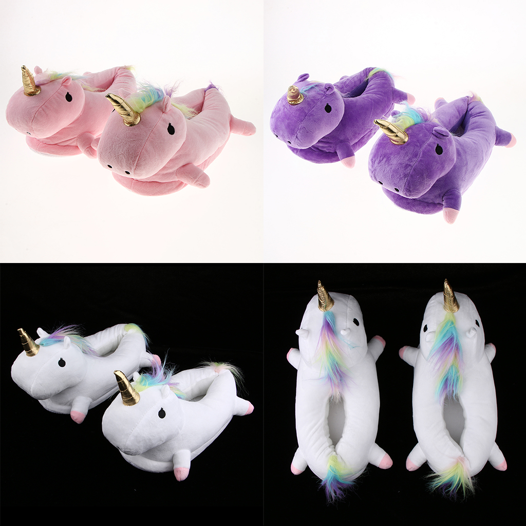 Cute Unicorn House Slippers for Kids Animal Indoor Slippers Waterproof Sole Fuzzy Home Slippers