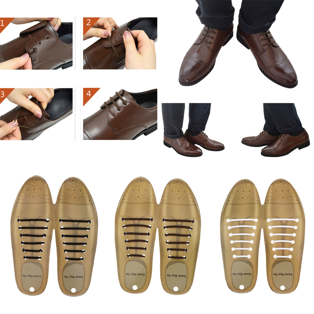 12x No Tie Shoelaces Elastic Shoe Laces for Kids Adults Sneakers Slip on Leather Dress Shoes