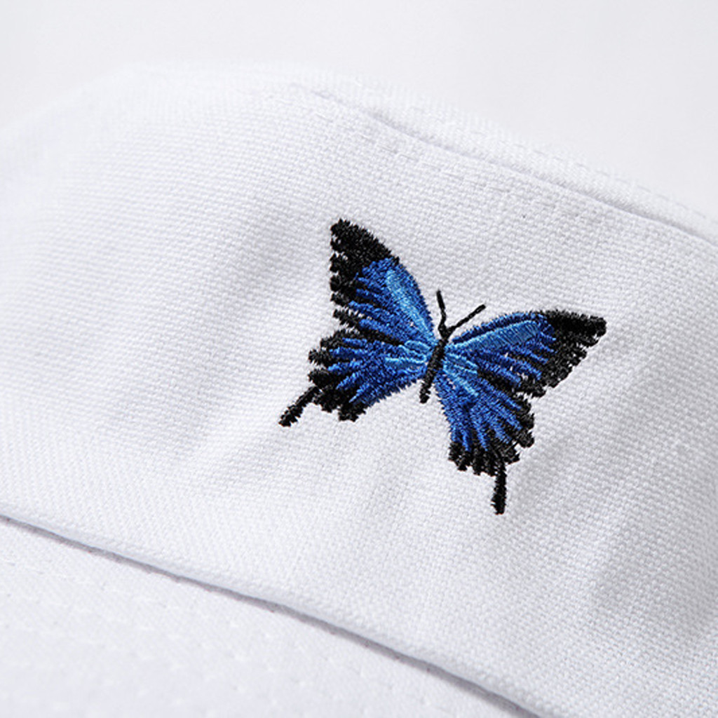 Doitsa Cotton Hat Fashion Frau Baseballm/ütze Schmetterlings-Stickerei-Muster Sonnenhut Hip Hop-Hut Sommer-Hut Sch/öne sporte Erholung Wei/ß zu Reisen