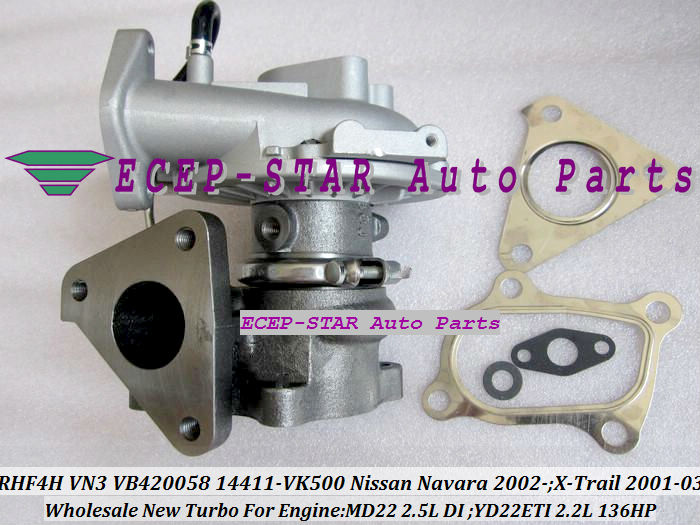 RHF4H VN3 VB420058 14411-VK500 TURBO Turbocharger For NISSAN Navara 2.5DI X-Trail MD22 2.5L YD22ETI 2.2L 136HP