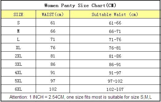 women panty size chart