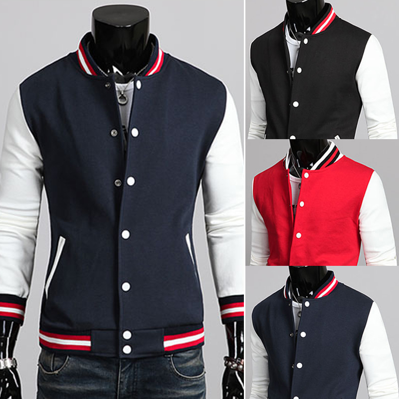 Pure colors single breasted Simple college varsity...
