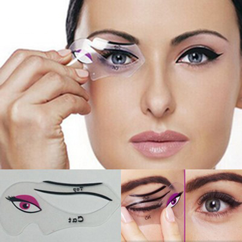 Image of 2pc Cat Eye Stencils Makeup Eyeliner Card Stencils Eyeline Models Top Bottom Liner Eye DIY Card Eyeliner Card Tools VDI33 P40