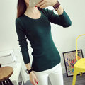 20 Colors High Quality Cheap Slim Inside O Neck Long Sleeve Knitted Cotton Winter Sweaters For