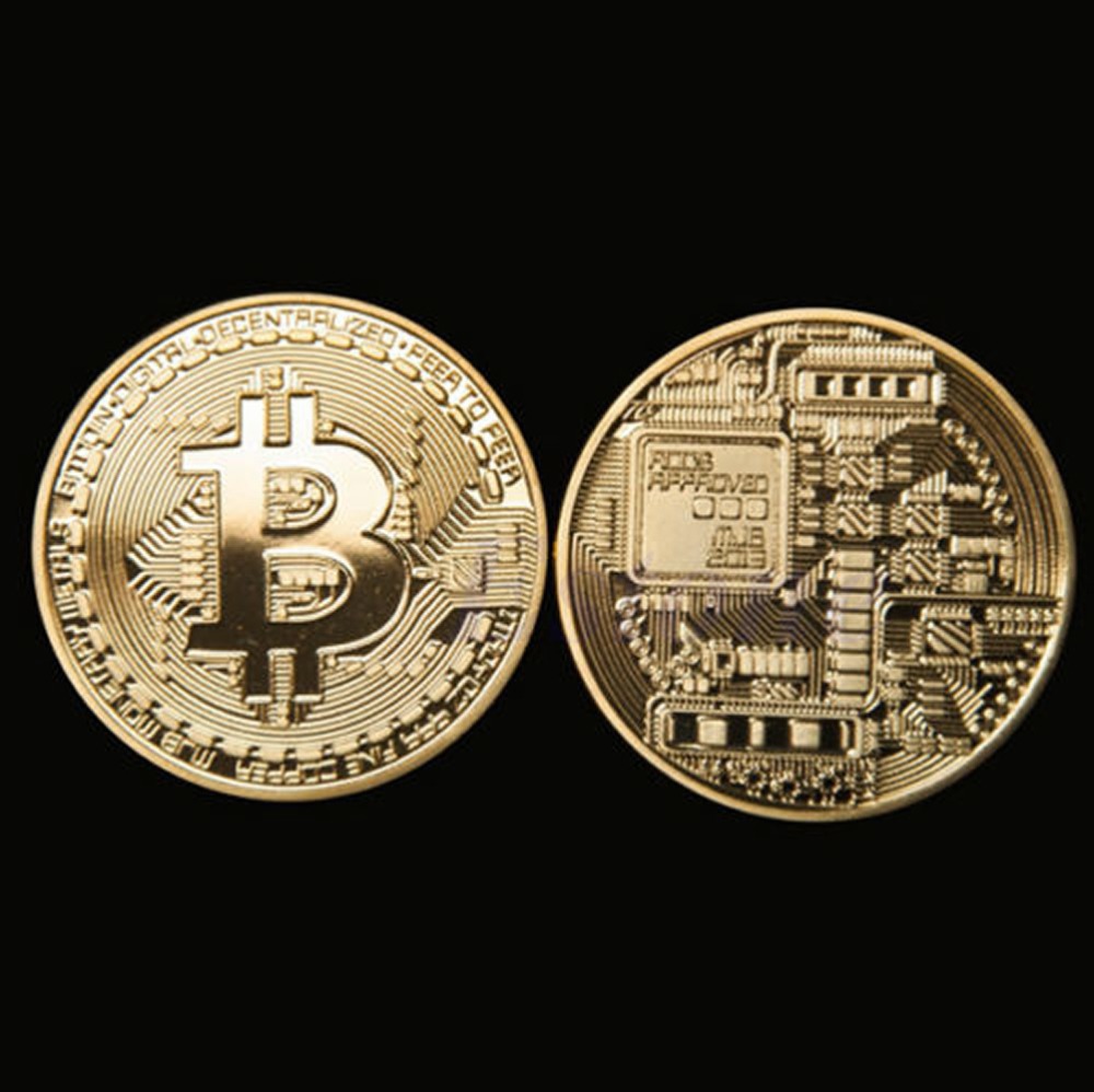 Image of Free shipping 1 x Gold Plated Bitcoin Coin Collectible BTC Coin Art Collection Gift Physical-S127