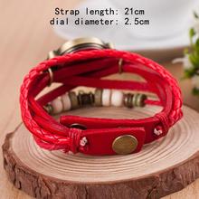 2015 Fashion Punk Style Women Watches Round Pendant Vintage Leather Band Wristwatch Drop Shipping WH 077