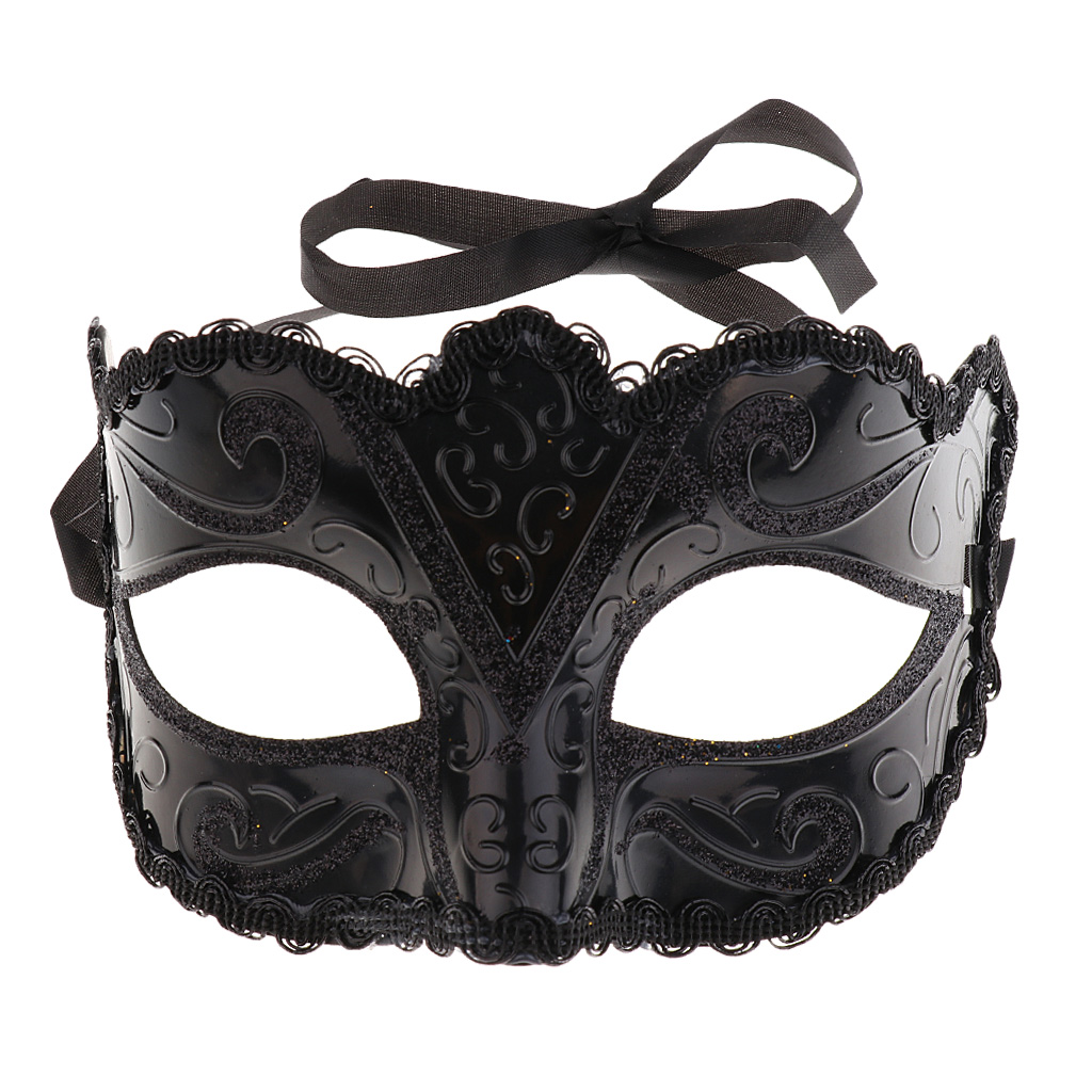 MIDNIGHT BLACK MASK WITH FLOWER/PEARLS VENETIAN MASQUERADE PARTY BALL PROM EYE