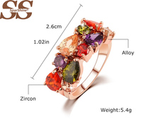 SparShine Mona Lisa Ring for Women Multicolor 18K Rose Gold Plated with AAA Zircon Rings Female