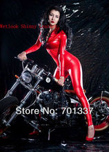 Sexy Lingerie Red PVC Faux Leather playsuit Dance Club Wear Fancy Dress 7115 One Size