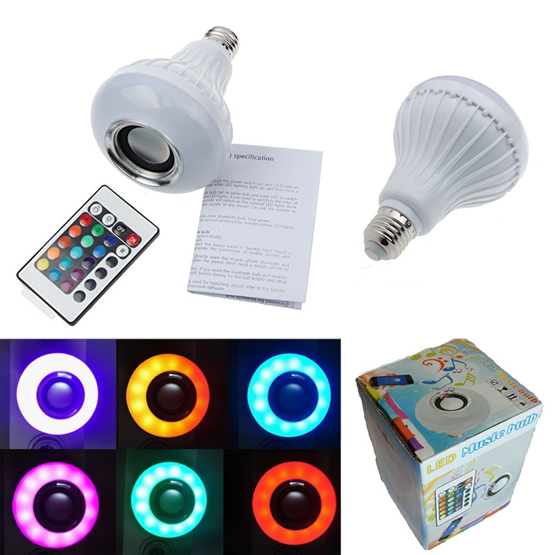 cheapest New Wireless 12W Power E27 LED rgb Bluetooth Speaker Bulb Light Lamp Music Playing & RGB Lighting with Remote Control cheapest New Wireless 12W Power E27 LED rgb Bluetooth Speaker Bulb Light Lamp Music Playing & RGB Lighting with Remote Control