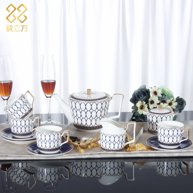 Fashion coffee cups set high grade bone china tea set luxury coffee cup and saucer teapot