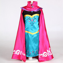 2-15T New Elsa Girl Dress Queen Coronation Dress+ Cape Cartoon Movie Cosplay Costume Kids Princess Dress 2015 Brand Halloween