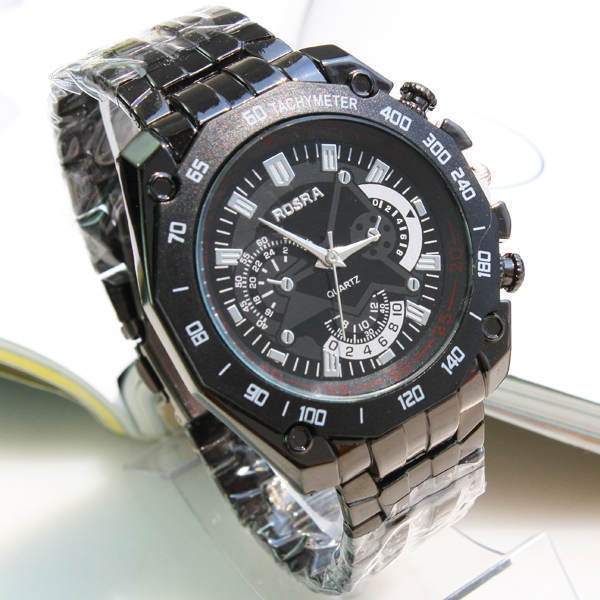 2015 fashion black tungsten steel men s watch High quality thin section large dial quartz