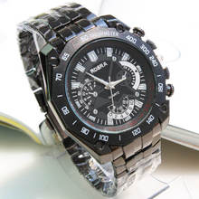 2015 moda negro acero de tungsteno men ‘ s reloj de alta calidad sección delgada grande del cuarzo del dial hombres reloj del negocio