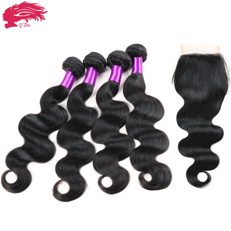 Image of 8A Brazilian Virgin Hair with Closure 3 Pcs Queen Hair Products with Closure Bundle Human Hair Brazilian Body Wave with Closure