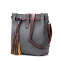 2016 Hot Autumn Winter Women Big Bucket Bags Vintage Fashion Fringe Tassel Messenger Bags Large Capacity