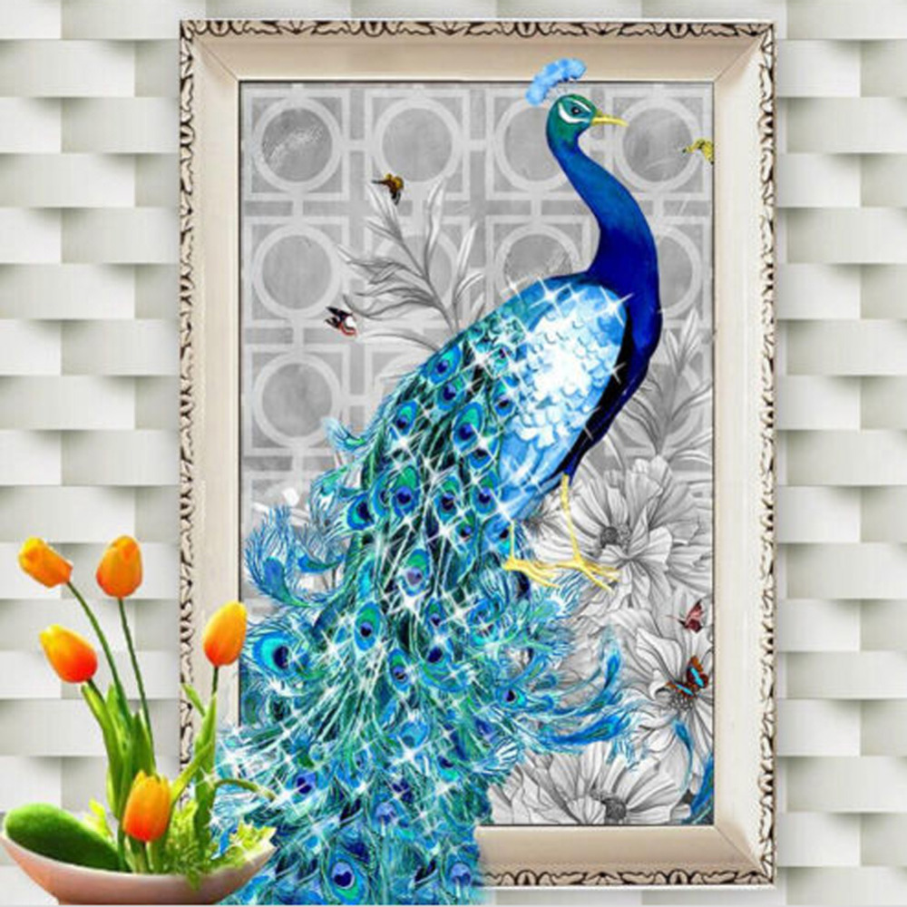 Image of DU# New Design 32x45cm 5D Diamond Embroidery Painting DIY Peacock Stitch Craft Kit Cross for home decorations Free Shipping