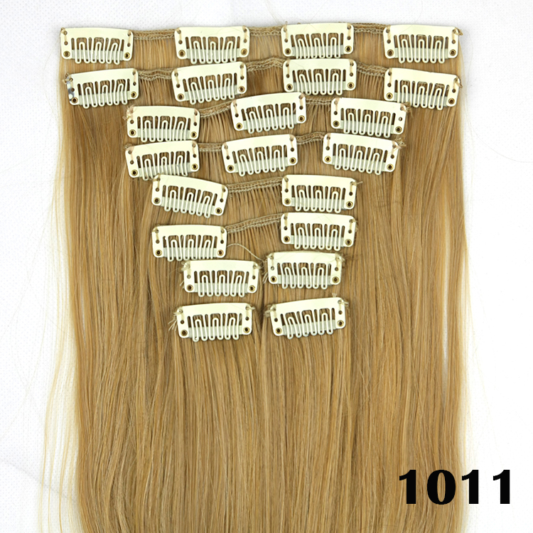 10SETS 24inch/62cm155g 100 kanekalon hair clip in hair extensions straight long multi color hair piece