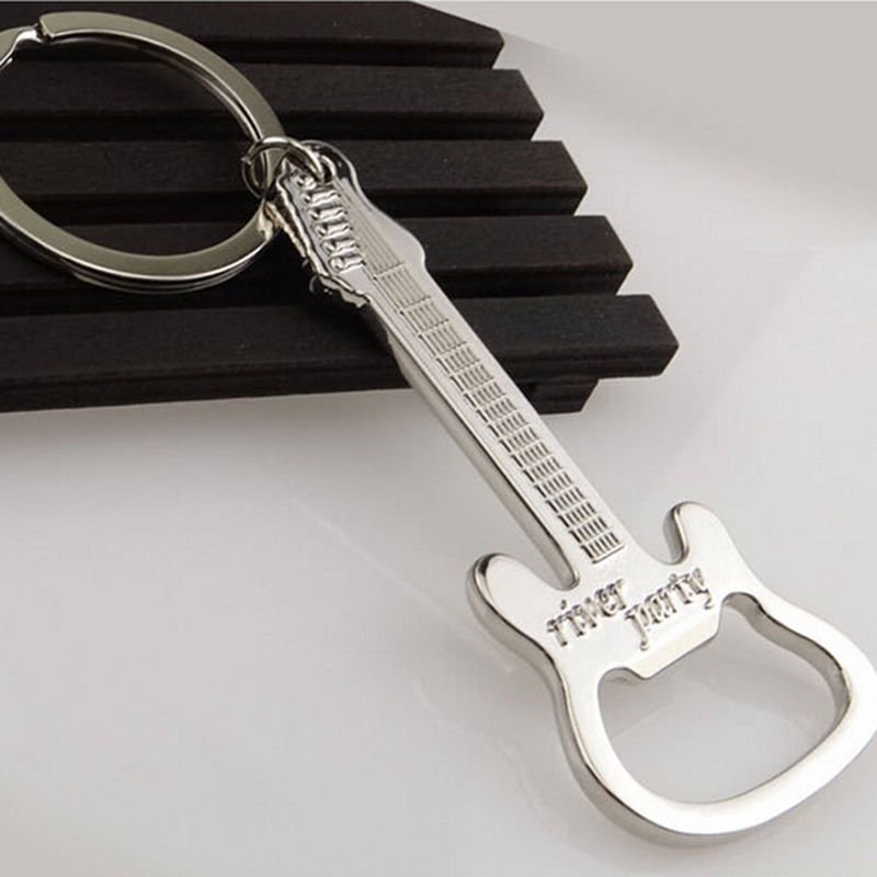 Image of Gift Zinc Alloy beer guitar bottle opener bottle opener keychain keyring key chain key ring