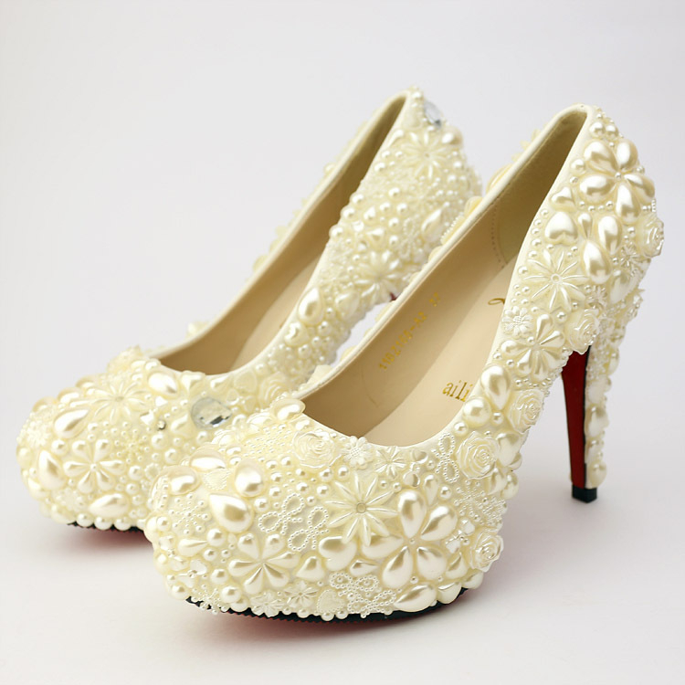 2015-Gorgeous-Pearl-Wedding-Dress-Shoes-Bridal-Shoes-rhinestone-high ...