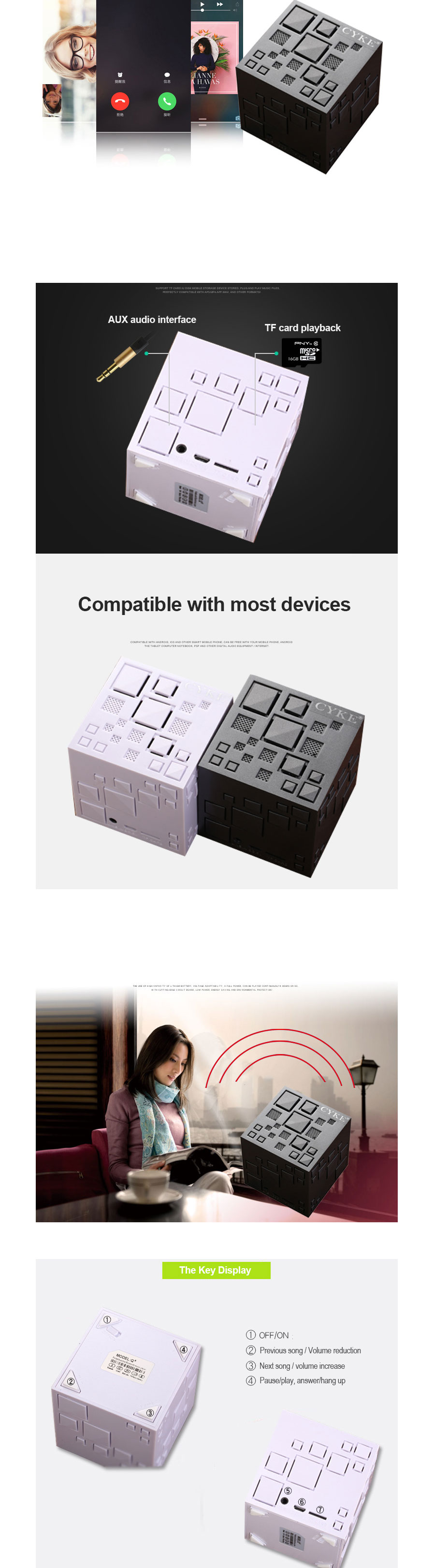 Mini Magic Cube Style Wireless Portable Bluetooth Speaker Stereo 1 battery capacity 500 mAh 2 Bluetooth 4 0 version 3 music time 4 hours 4 charging time 4 5 hours 5 Bluetooth connection radio function