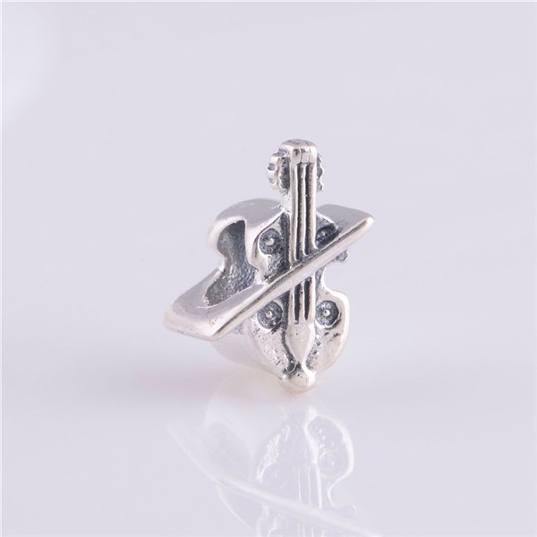 2014 Fashion Delicate Violin Charms 925 Sterling Silver Jewelry Charms 925 Fit European Style Bracelets Necklace (2)