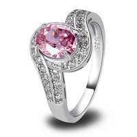 New Fashion Rings Jewelry Pink Topaz 925 Silver Ring Size 7 Junoesque Oval Cut Jewelry Free Shipping Wholesale