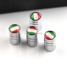 New Arrival 4pcs/Set Car Styling Italy Flag Lengthened Stainless Steel Silvery White Auto Car Wheel Tire Valves Tyre Valve Caps