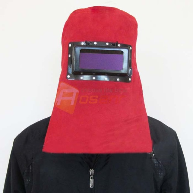 Leather Face Neck Protected Lens Glasses Welding Hood Helmet Mask