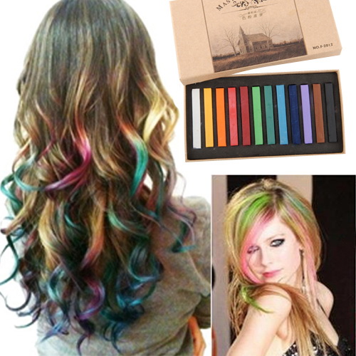 Image of Fashion 12 Colors Non-toxic Soft Hair Crayons Pastel Kit Temporary Chalk Dye Personalized Beauty Hair Color for DIY Hair Style
