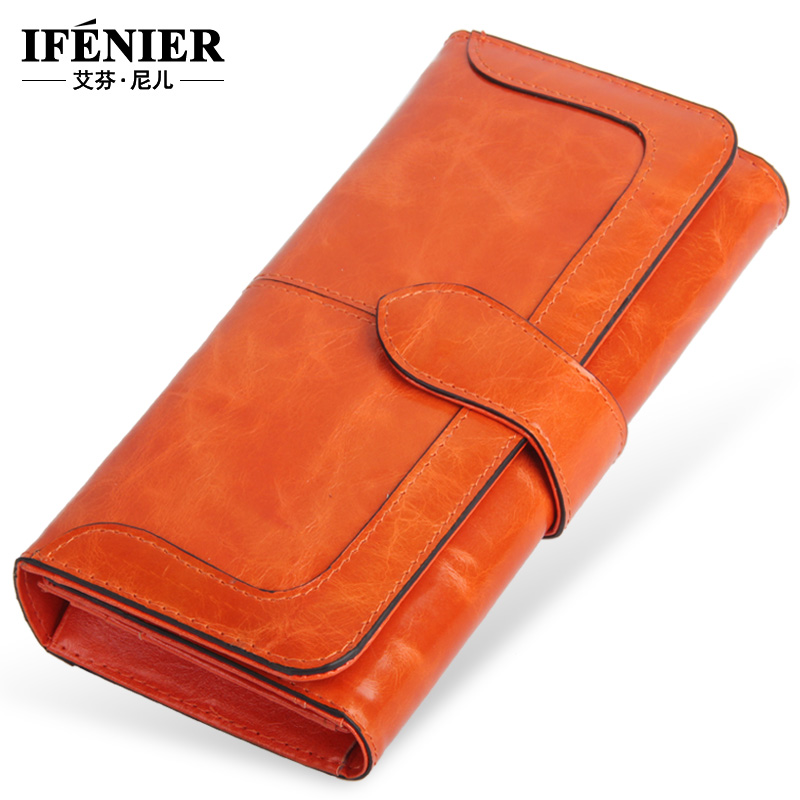 first layer of cowhide female wallet long design genuine leather female wallet large gauze pocket picture place hasp
