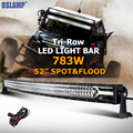 Oslamp 52 783W CREE Chips LED Light Bar Offroad Tri Row Combo Led Work Light 12v