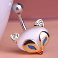 Gold Enamel Opal Fox Piercings Jewelry Navel Belly Button Rings Percing Joias Ouro Industrial Pircing Bijoux