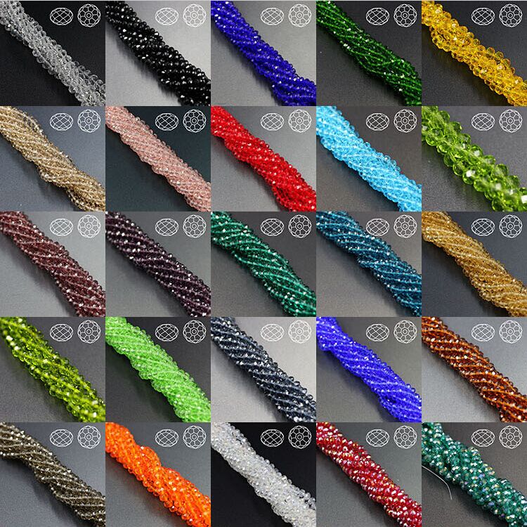 Image of Loose Glass Crystal Rondelle Beads 3*4MM (150PCS/LOT)Crystal Rondelle Beads Glass Bead Felting Balls Make Necklaces,Dress Trims