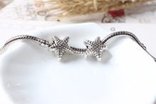 Free Shipping 925 Silver Bead Charm alloy Beads Starfish Bead Charms Fit Pandora Bracelet necklace 976