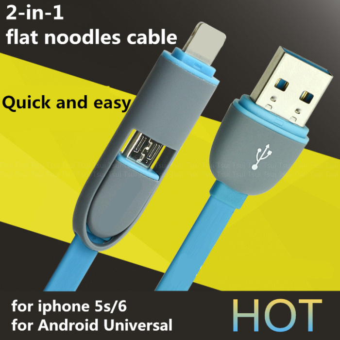 FLAT NOODLE USB Data Sync Charger Cable FOR iphone 4 4s 5 5c 6 7 plus micro usb