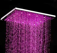 Free Shipping Wholesale And Retail Chrome Polished 3 Colors Changing Sqaure Showerhead 8 Rain Shower Head