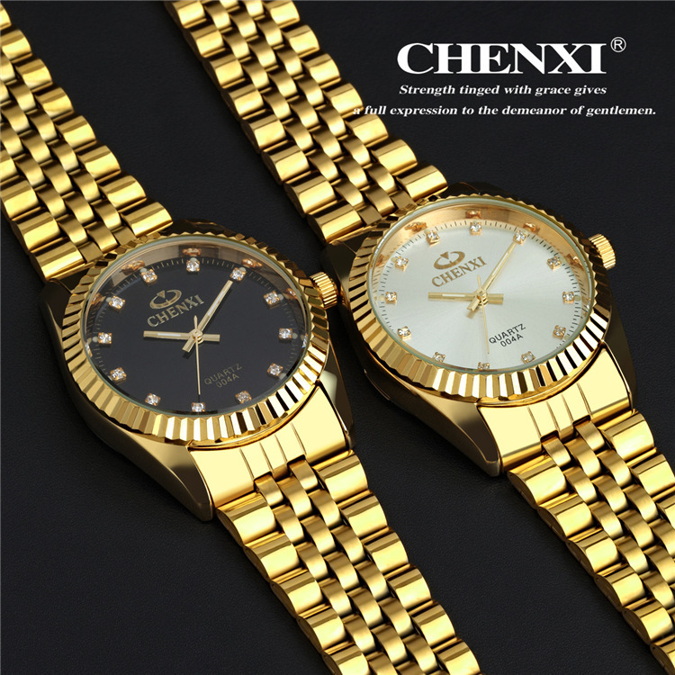 Golden New Clock gold Fashion Men watch full gold Stainless Steel Quartz watches Wrist Watch Wholesale