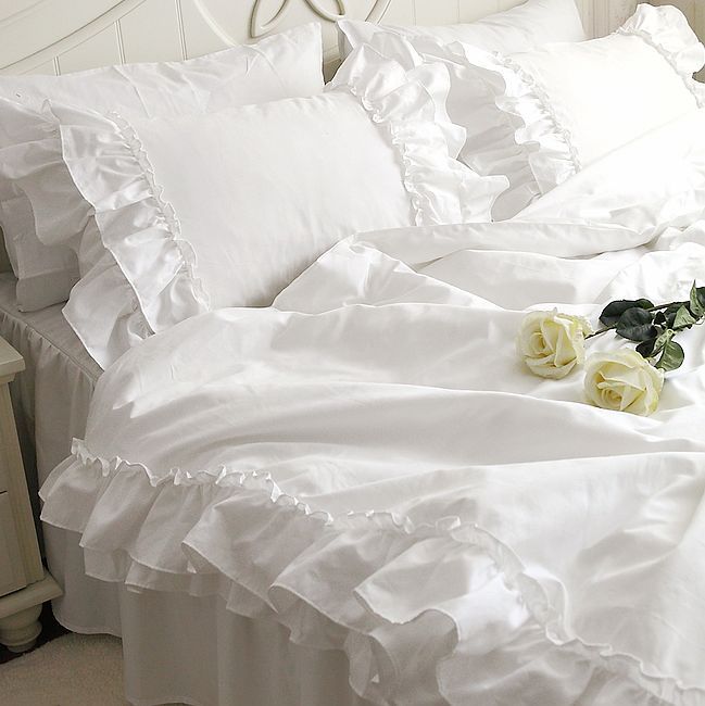 romantic white falbala ruffle lace bedding sets princess romantic white falbala ruffle lace bedding sets princess