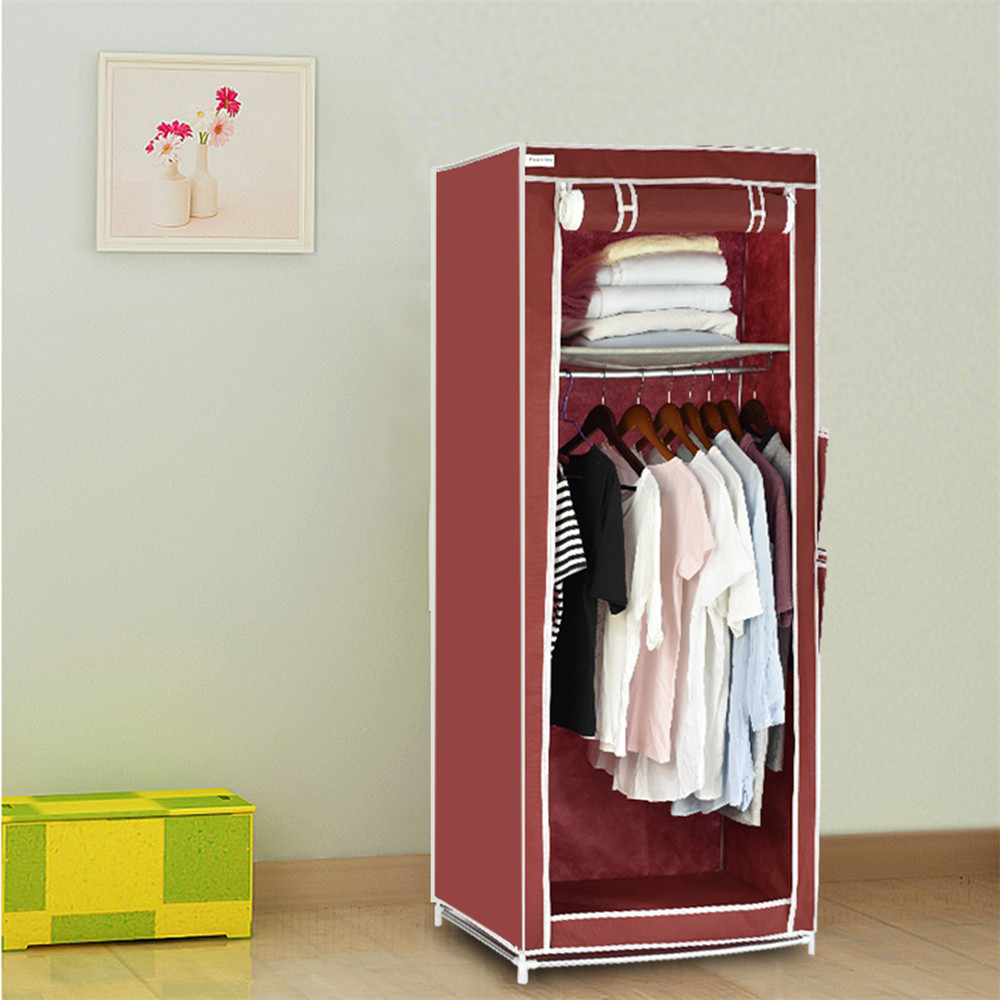 Finether Non Woven Fabric Single Wardrobe With Side Pockets