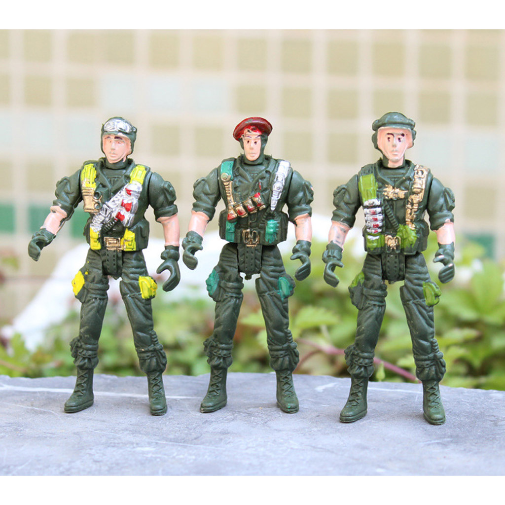 15pcs Military Playset Plastic Toy 9cm Soldier Army Men Figures Kids Toys 