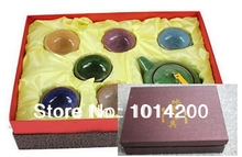 Chinese kung fu Calvings glaze tea sets 7pcs set gift box with 1pc binglie ceramic teapot