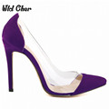 High Heels Sexy Brand New Fashion See Through Pointed Toe Women Shoes Thin Heels High Heeled