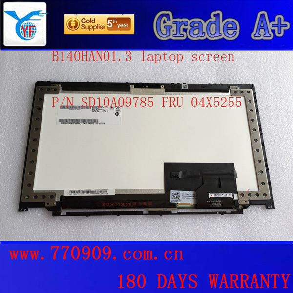 100% Original lcd touch screen 00X5910 B140HAN01.3 with bezel for T440S
