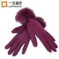 2016 winter women fashion bow warm mittens full finger touch screen wool driving Thernal anti Velvet