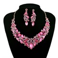 Crystal Necklace Earring Bridal Jewelry Sets For Brides Wedding Party Prom Decoration Gift Green AB Rhinstone