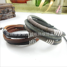 New 2015! fashion hand made rope leather bracelet bangle for women men dressing punk style jewelry for Christmas gifts NSL-43