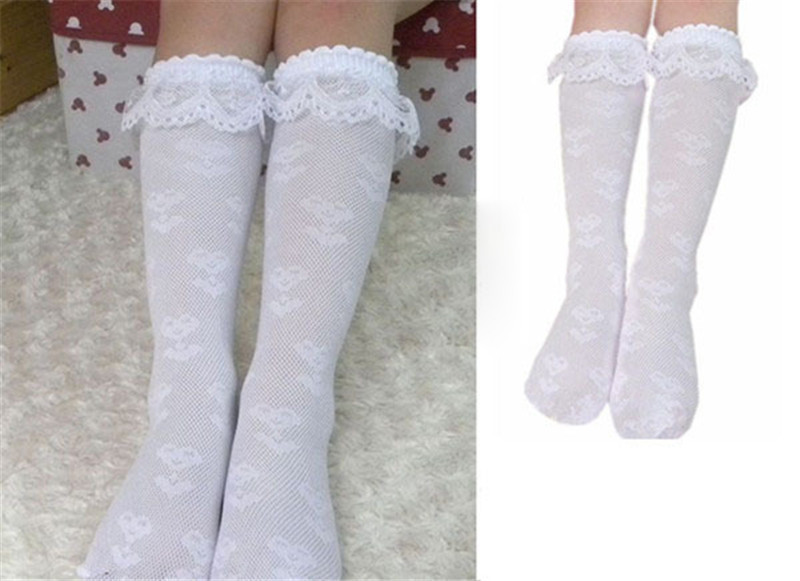 1 pair Baby Girl White Long Stocking Children Lace Mesh Princess Dance